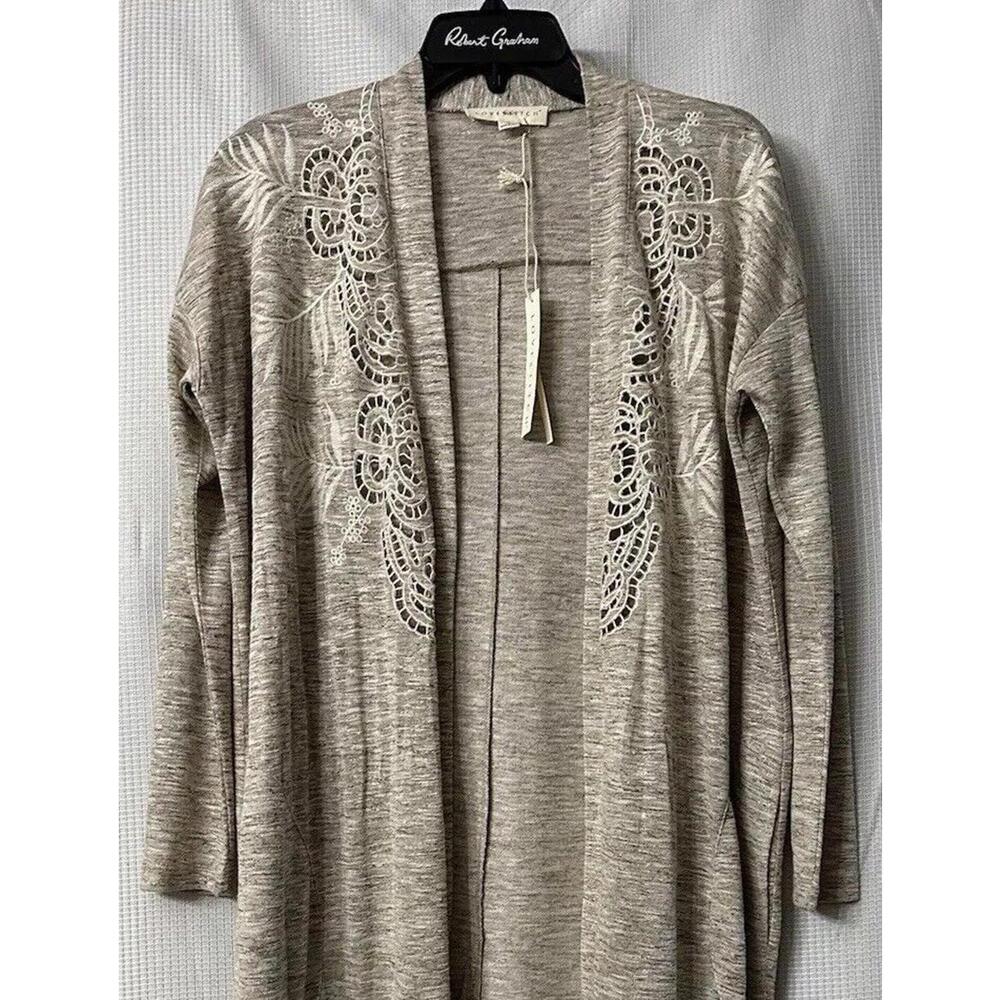 NWT Love Stitch Womens Long Sleeve Open Front Full Length Top Jacket Size Small - Picture 2 of 12